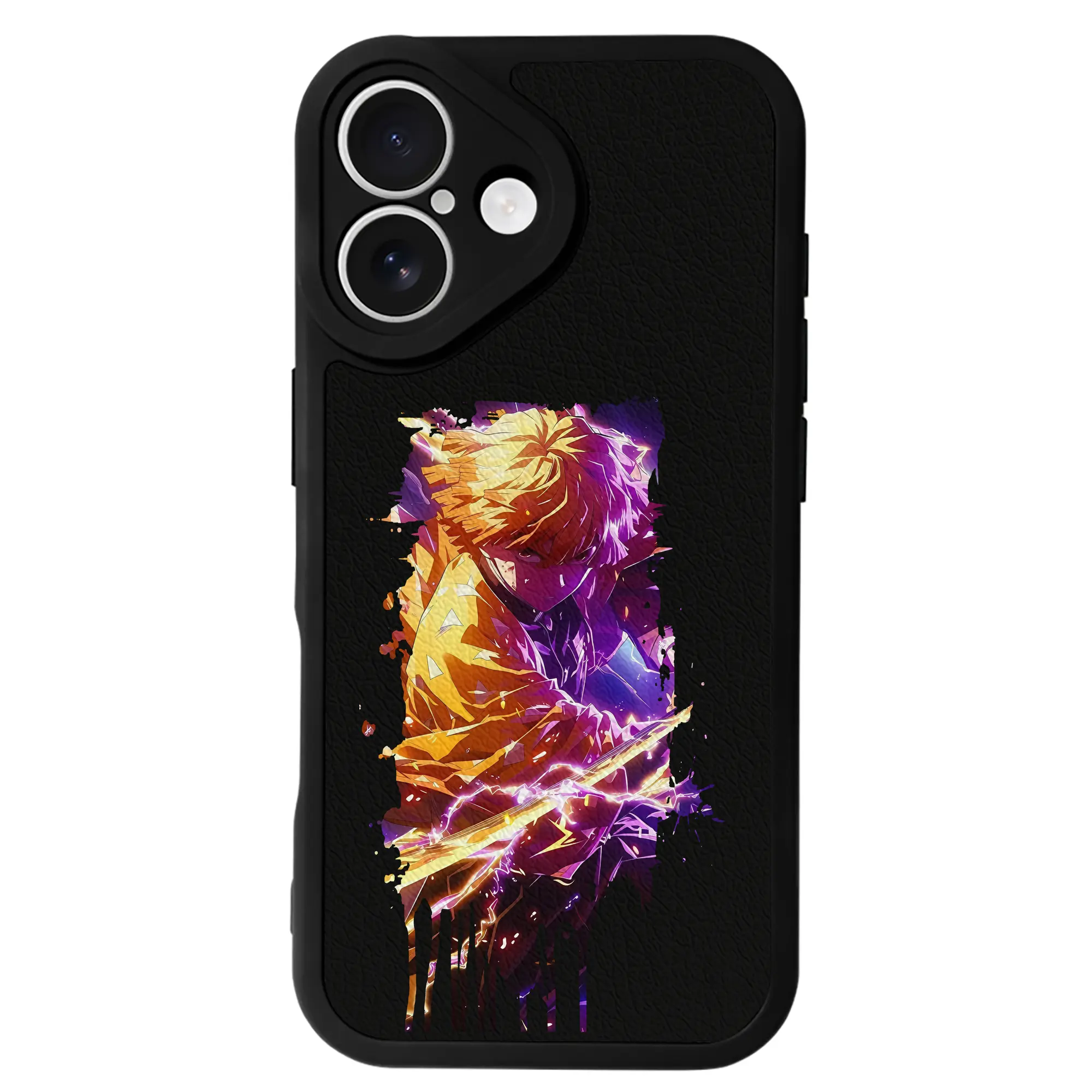 鬼滅の刃 グッズ,我妻 善逸 - IPhone 16シリーズ対応 ・ シリコンスマホケース ・ レザー調 ・ 高精度フィット ・ 耐衝撃 ・ ワイヤレス充電対応 ・ 精密カット